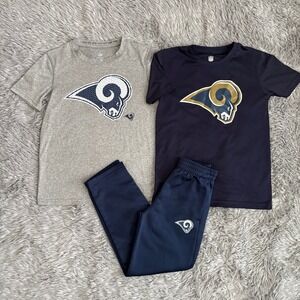 NFL Los Angeles Ram Shirts & Jogger Pant Bundle Drifit Navy Boys Youth Small